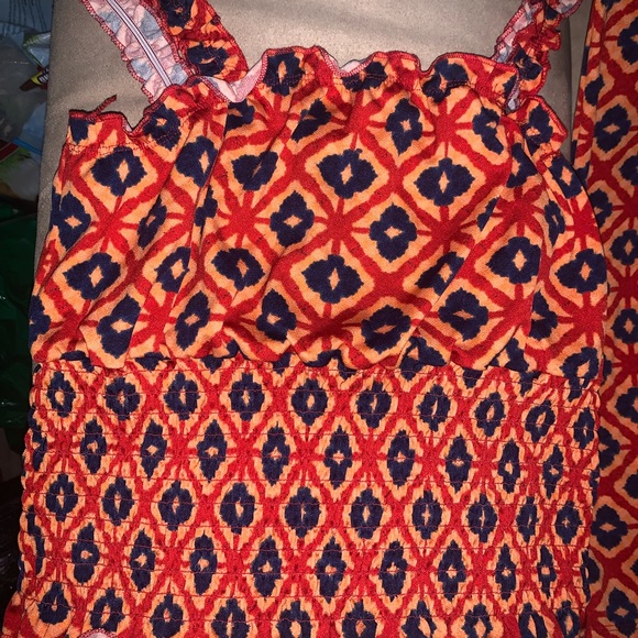 Two piece orange and navy blue palazzo pants set large - Picture 2 of 4